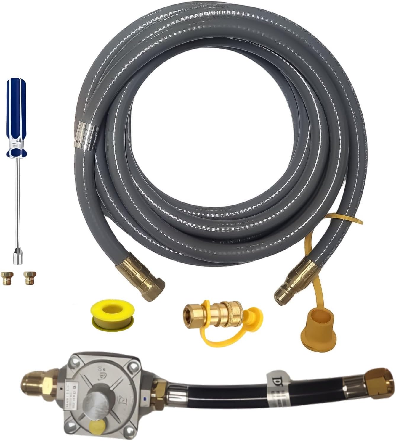 CUSTOM Propane to Natural Gas Conversion Kit Fit for Weber Genesis II 210 with NG Regulator, Orifice Kit (HAND-DRILLED Brass Orifices) 10' Hose-Convert Your Grill from LP to Natural Gas-Easy Install!