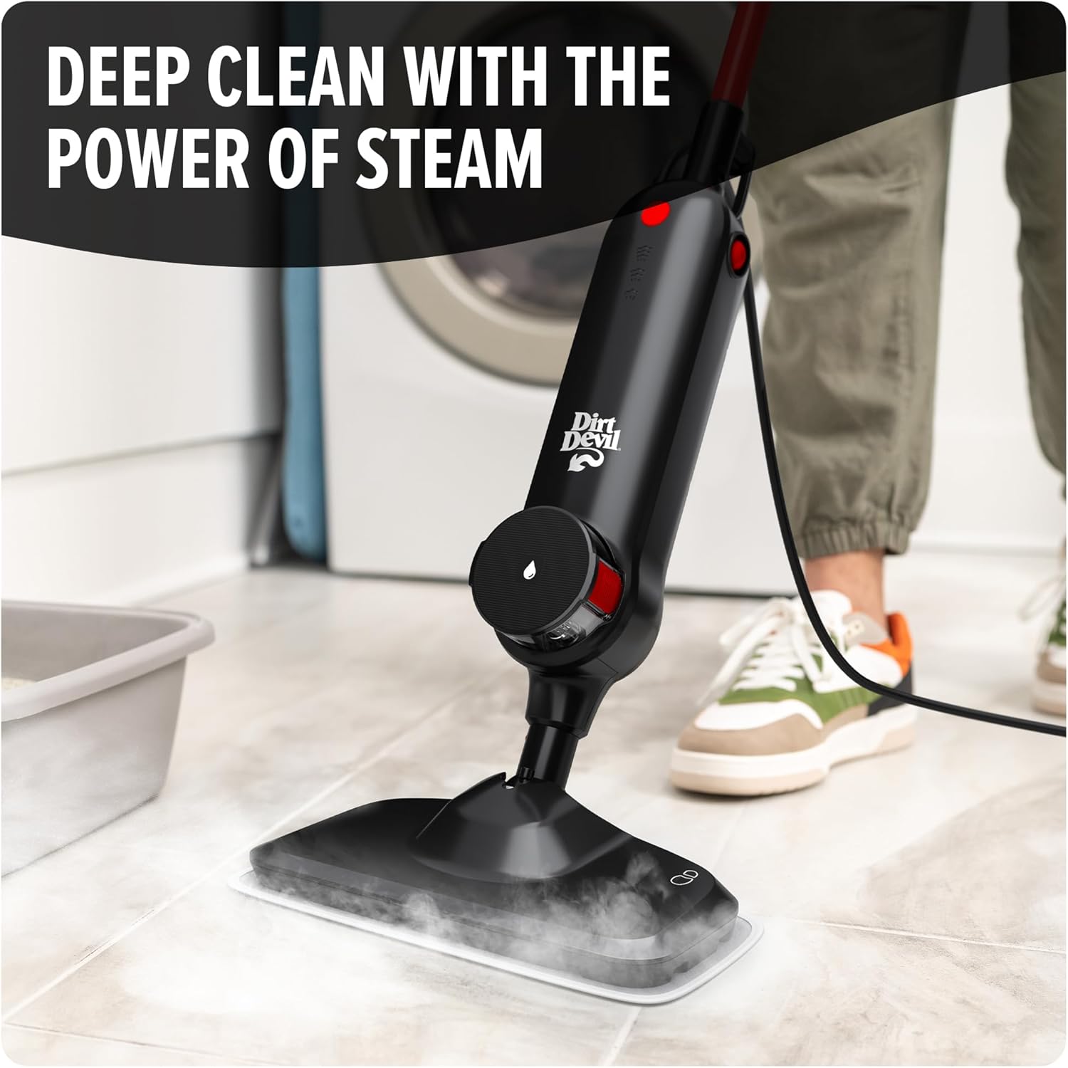 Dirt Devil Steam Mop, Hard Floor Cleaner Machine, 3-Mode Steam Cleaner Machine, Ready to Use in 30 Seconds, Ideal for Hardwood, Vinyl, Tile, Grout and More