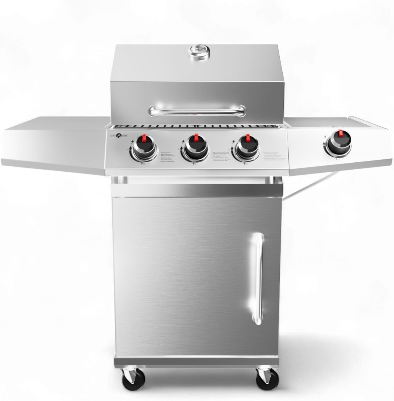 GasOne Deluxe 3+1 Burner Stainless Steel– Outdoor Cabinet Style with Side Burner - Wheels - High-Temperature Paint Coating Gas BBQ Grill – Elegant and Luxurious Design