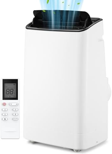 14,000 BTUs Portable Air Conditioner - Cools Up to 700 Sq.Ft, 3-IN-1 Energy Efficient AC Unit with Remote Control & Installation Kits for Large Room, Campervan, Office, Temporary Space