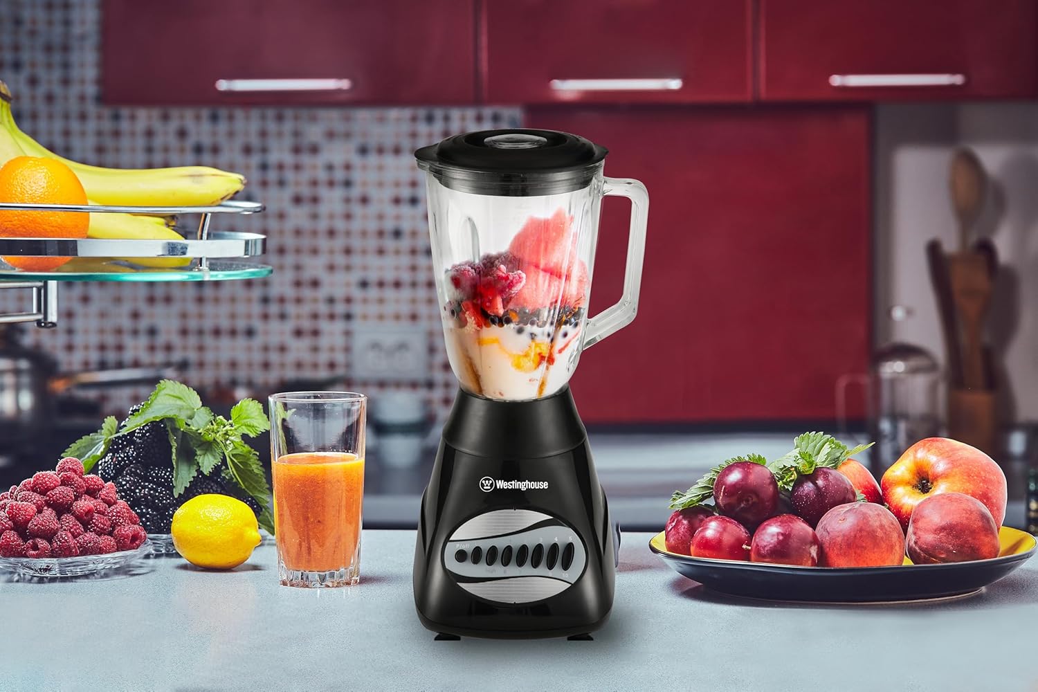 220 Volts Blender WKBEPNG83-1.5L -10 Speed - Pulse Rotation - 500W -Stainless Steel Blade -Glass Jar-Mini Grinder Bundle With Dynastar 220-240 Volts (Not For USE IN USA)