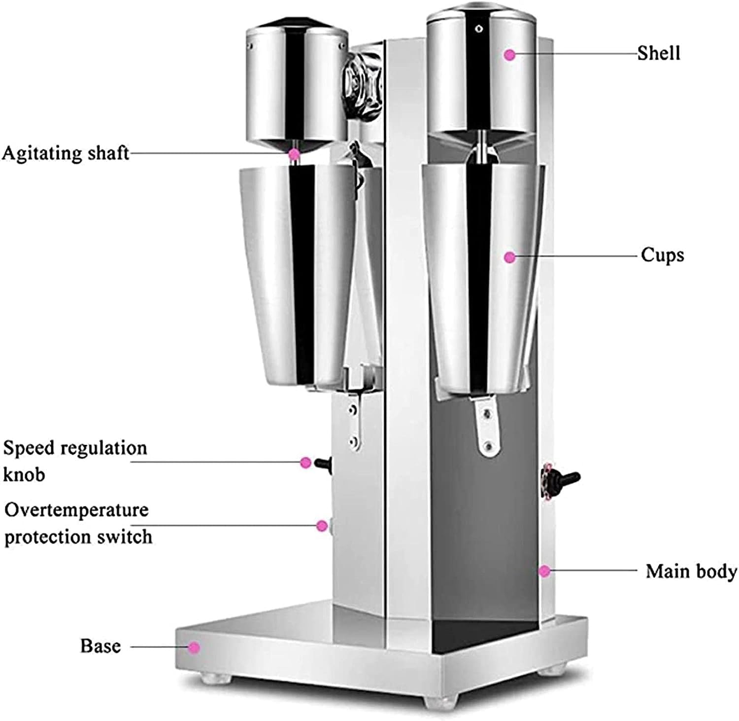 Milkshake Maker,Milkshake Machine, 2 Speed Adjustable Electric Milkshake Maker, Stainless Steel Ice Cream Maker Blender, for Home Business