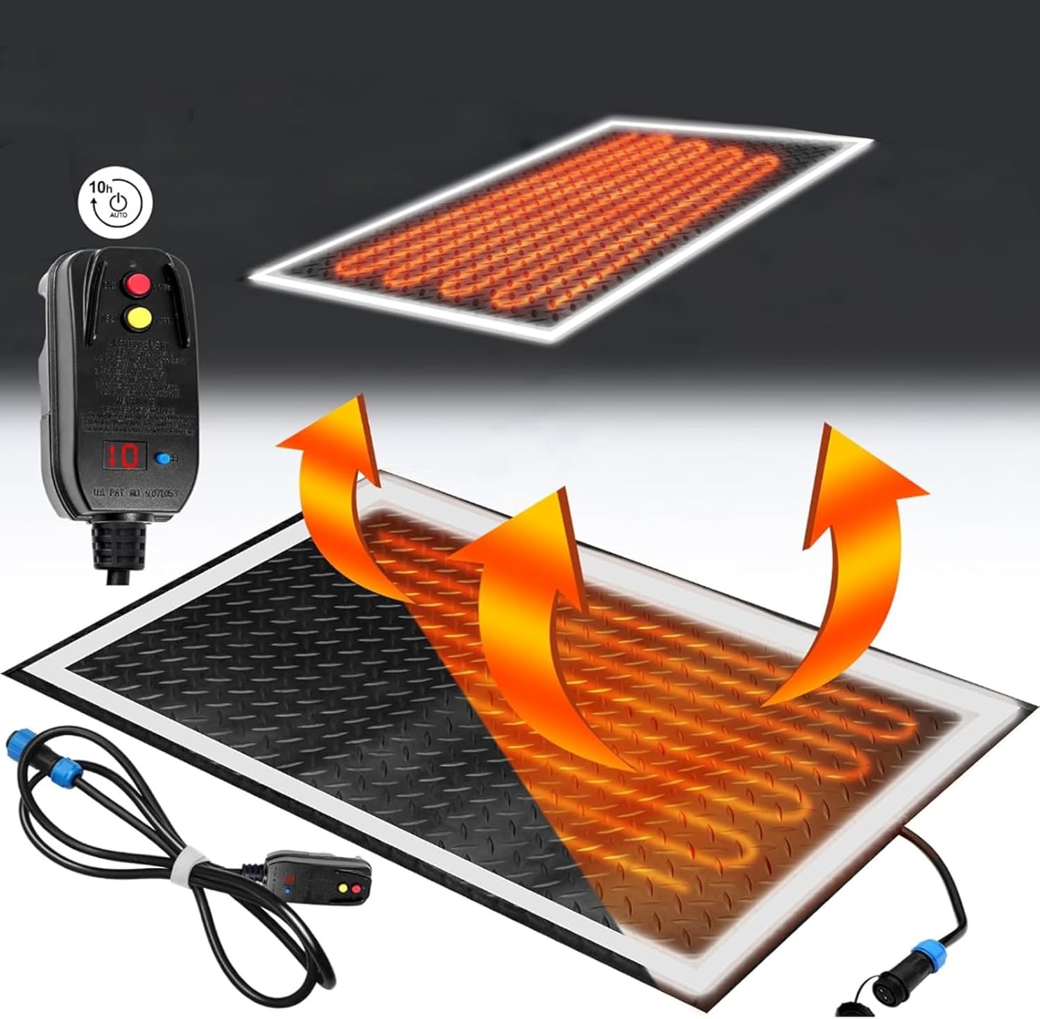 Ice Melting Mats, Heated Outdoor Mats 6 Story Design Safe and Anti Slip, Heated Sidewalk Mats Fast Snow Melting, for Outdoor Snowmelt Heating(25 * 75cm,6 Slice)