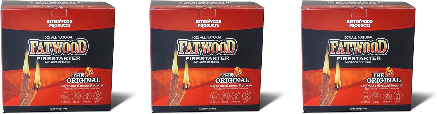Better Wood Products Fatwood Firestarter Box, 5-Pounds (3 PACK)