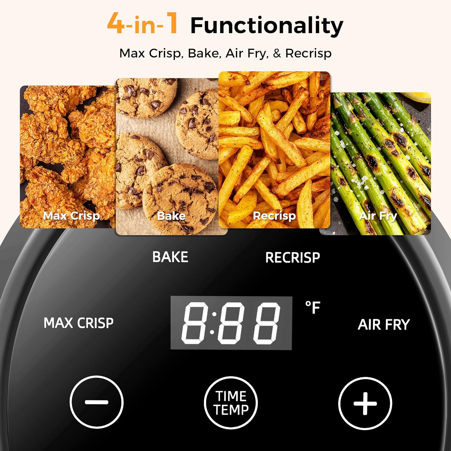 4-in-1 Portable Glass Air Fryer - 1500W, 4.2QT & 1.6QT Dual Glass Containers with Lids, Non-Toxic, 400°F Precise Heat, Max Crisp | Bake | Air Fry | Recrisp, Microwave, Freezer & Dishwasher Safe