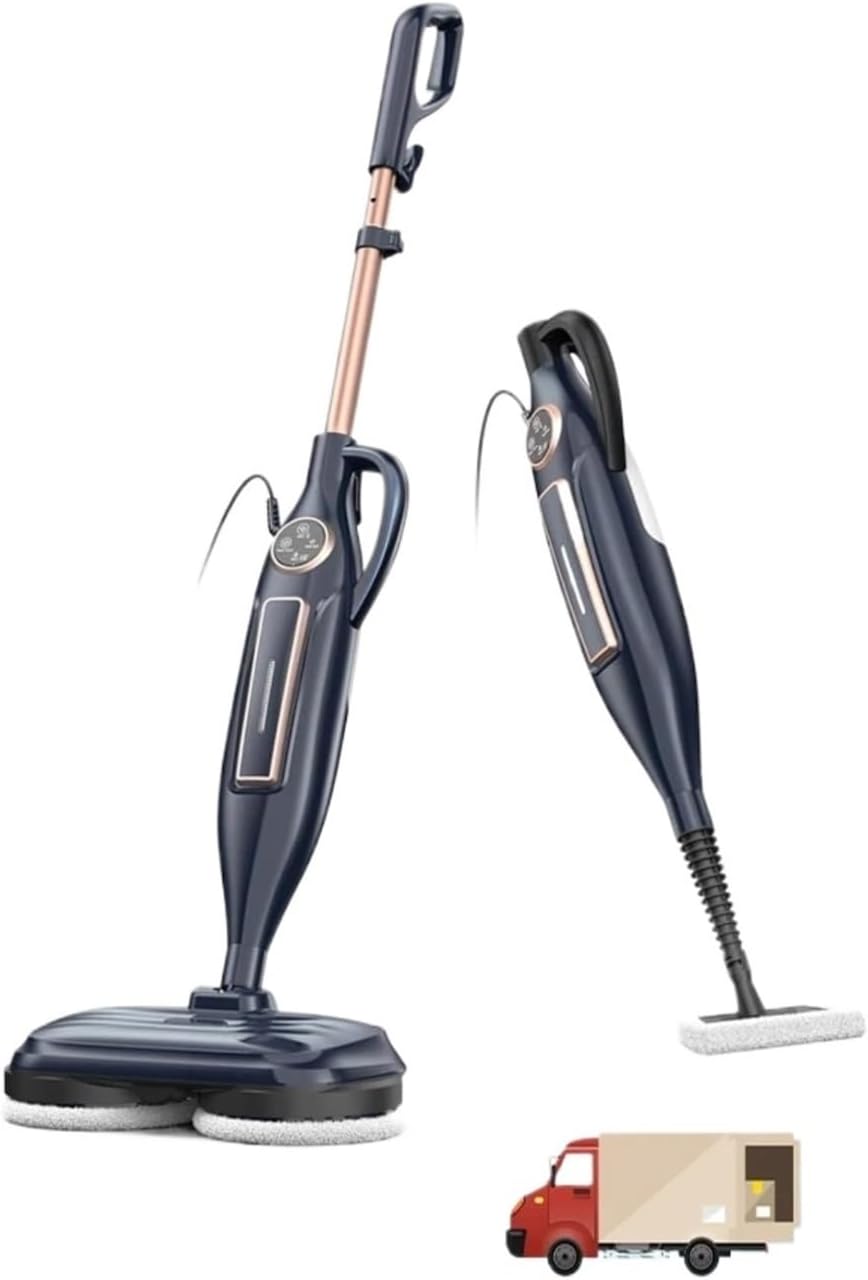 Scrubbing Steam Mop With Rotating Mop Pads 10 In 1 Lightweight Spin Mop 3 Steam Mode LED Headlights For Hard Floor Tile Compatible With INSE VM6(Khaki)