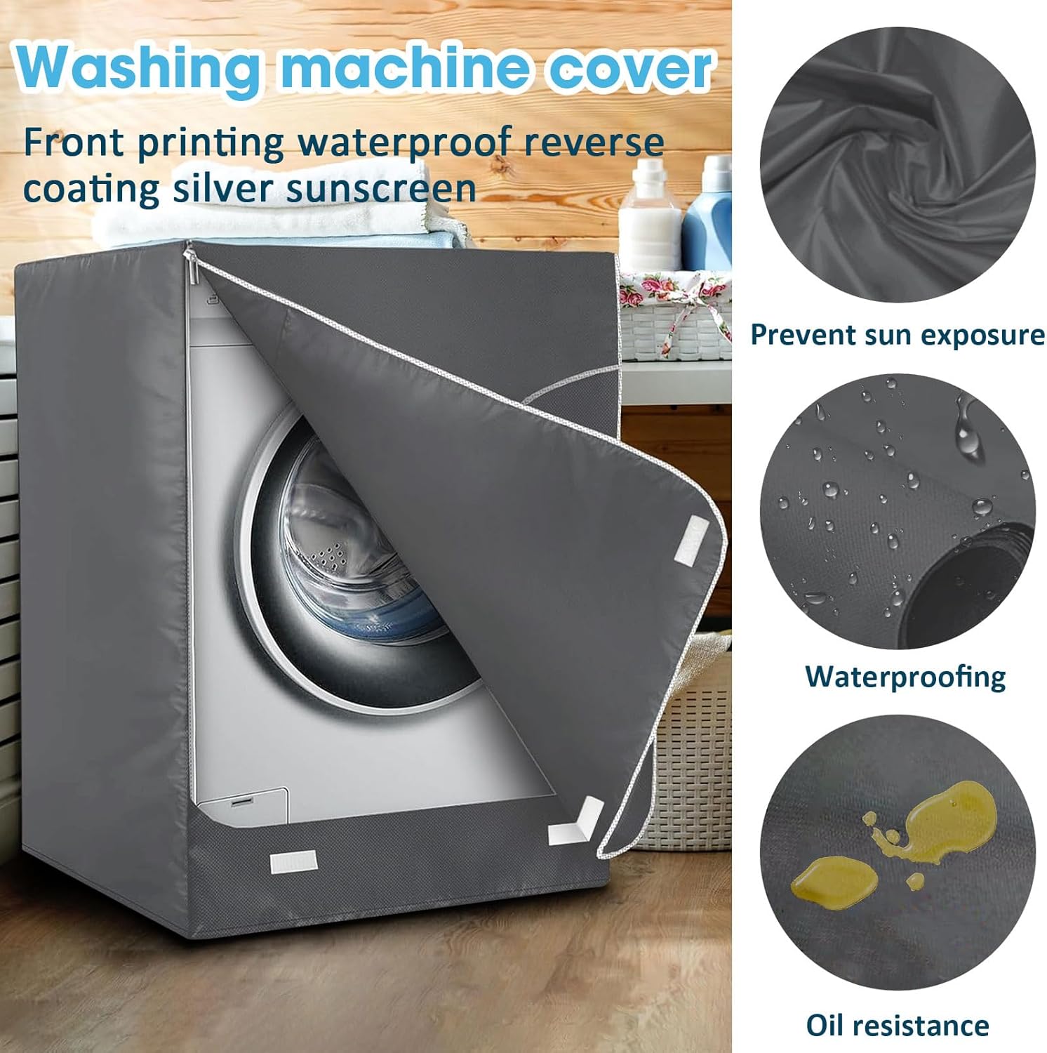 Ericlin 2-Pack Washer and Dryer Covers: Waterproof and Dustproof. Features a zipper design for easy use. Fits most front-loading machines. (Gray)