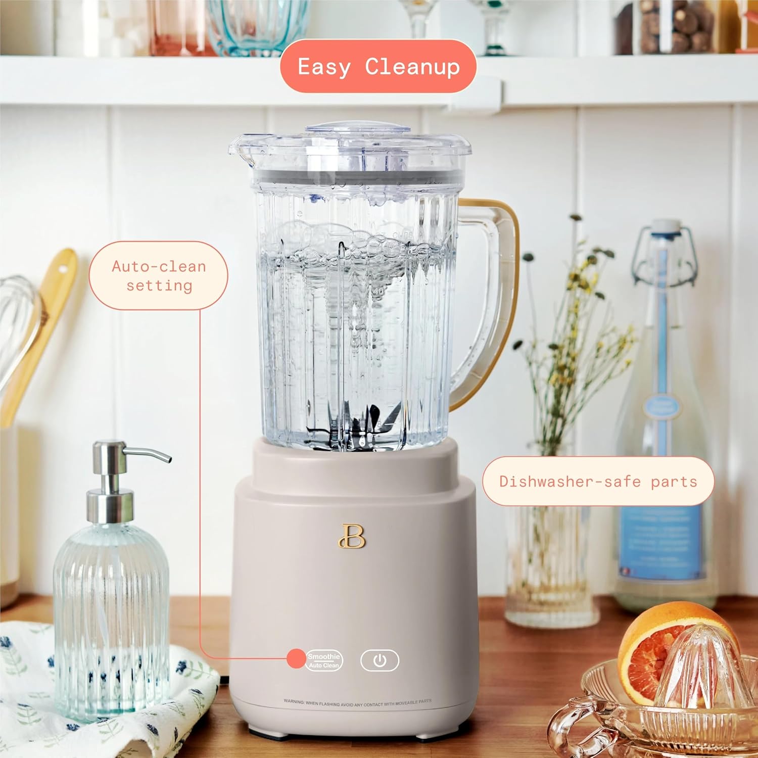 PowerExact High-Performance Blender System with Touch Controls, Multiple Speed Settings, Sleek Design, Ideal for Smoothies, Shakes, and Hot Soups - Blac Sesame (Porcini Taupe)