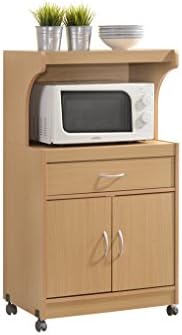 HODEDAH IMPORT Microwave Kitchen Cart, Beech.