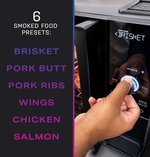 GE Profile™ Smart Indoor Pellet Smoker, with Active Smoke Filtration, 5 Smoke Control Settings, WiFi Connected, Electric, Countertop BBQ Appliance, Black