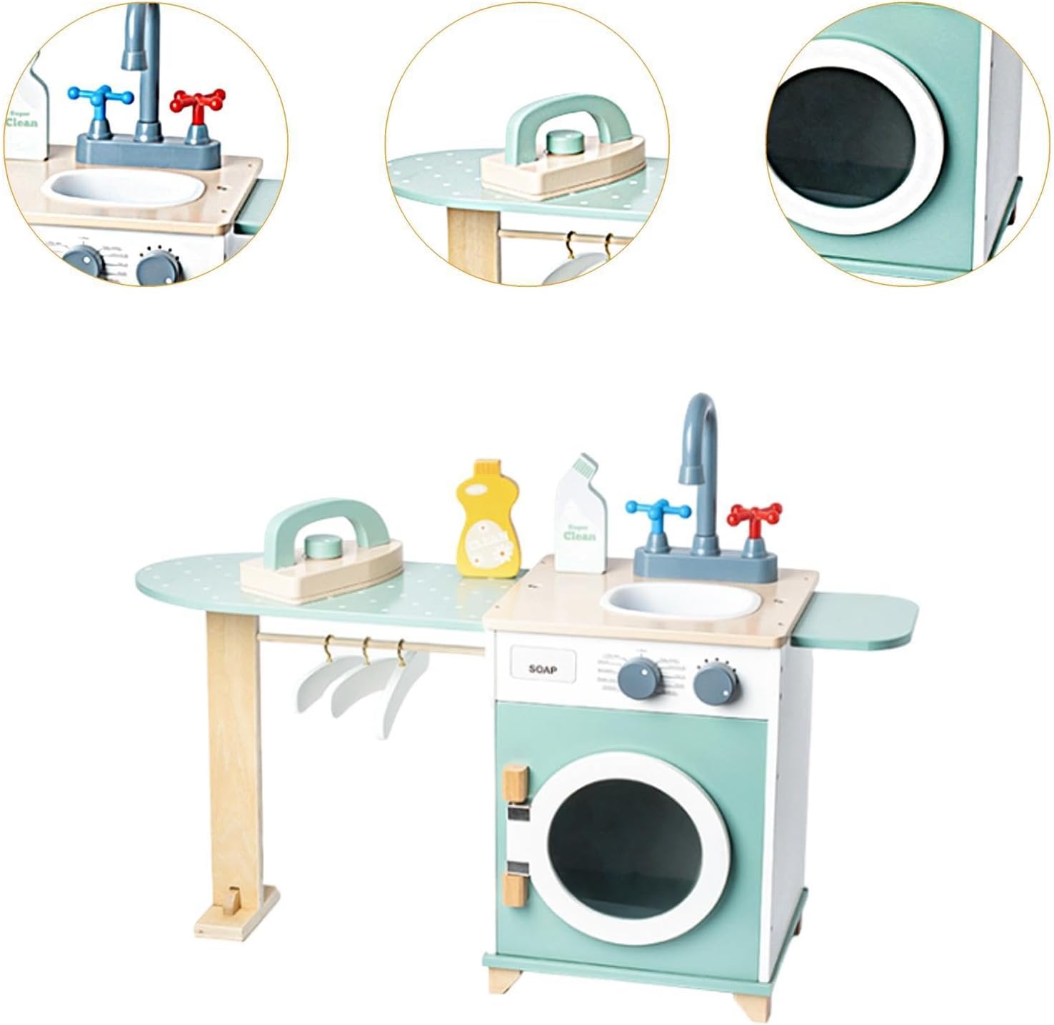 Small Household Appliances Toy Miniature Washer Toy Simulation Wooden Laundry Playset Pretend Play Toy for Birthday Gifts