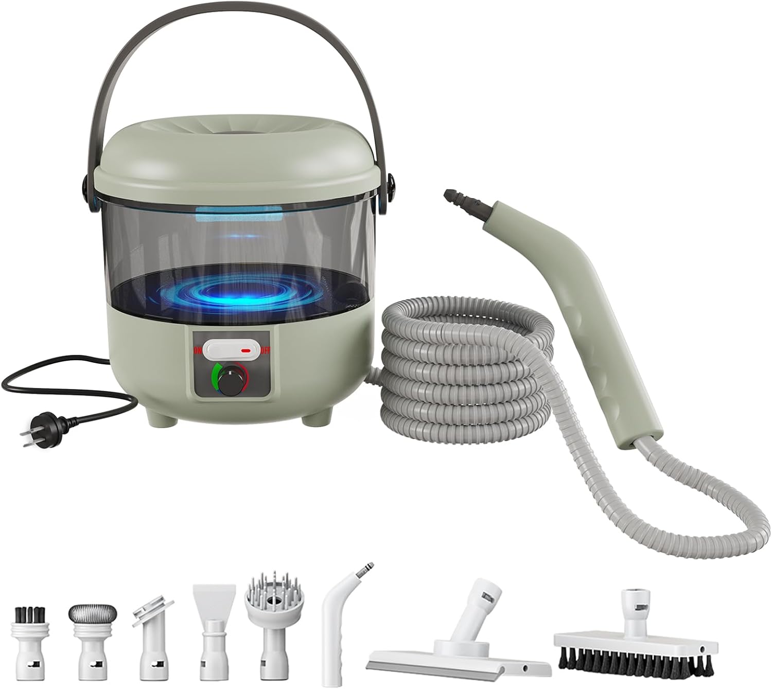 1500W Powerful Handheld Steam Cleaner with 6 Attachments - 45 Mins Runtime, 1600mL Tank for Deep Cleaning Upholstery, Car, Kitchen, Tile & Grout - Chemical-Free 248°F Steam (110V)