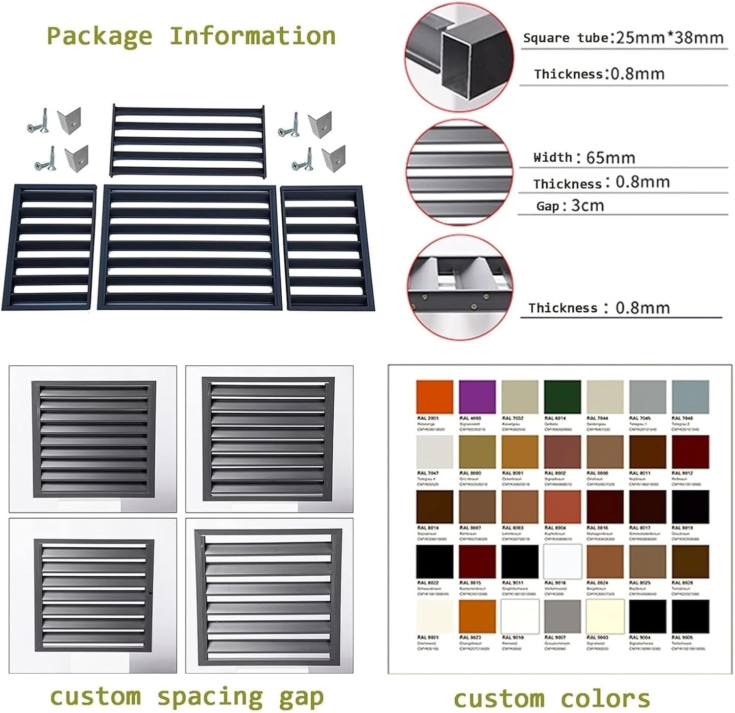 Outdoor Privacy Screen Air Conditioner Fence Trash Can Enclosure Decorative Aluminum Protective AC Cover Freestanding Fence For Garden Patio Lawn Flower Stand Window Fence(Black b,1.5P: L100*W50*H70CM