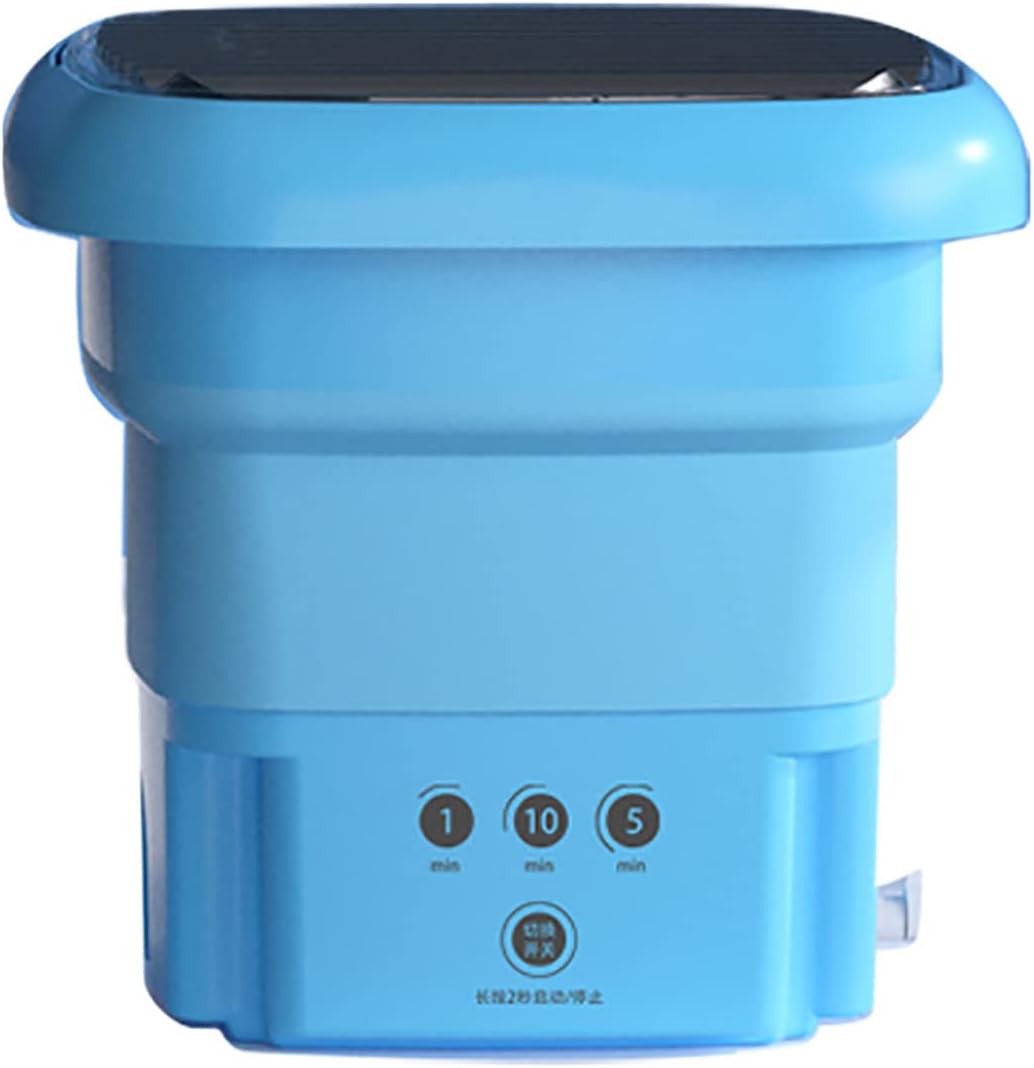 Portable Washing Machine, Mini Folding Bucket Washer with Drain Hose and Dewatering Drying Function for Socks/Underwear/Baby/Clothes for Apartment/Camping/RV/Traveling (110V 240V)(Blue)