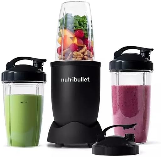 NutriBullet Pro 900W Single-Serve Blender Exclusive Bundle – Multi-Speed, Easy Clean, Ideal for Smoothies & Shakes, Durable Stainless Steel Blades, Includes 1x32oz Blender Cup & 2x24oz - Matte Black