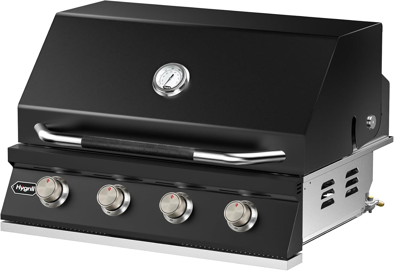 Hygrill 32-Inch Built In Grill for Natural Gas, Stainless Steel Outdoor Kitchen 4-Burner Grill Head, Black