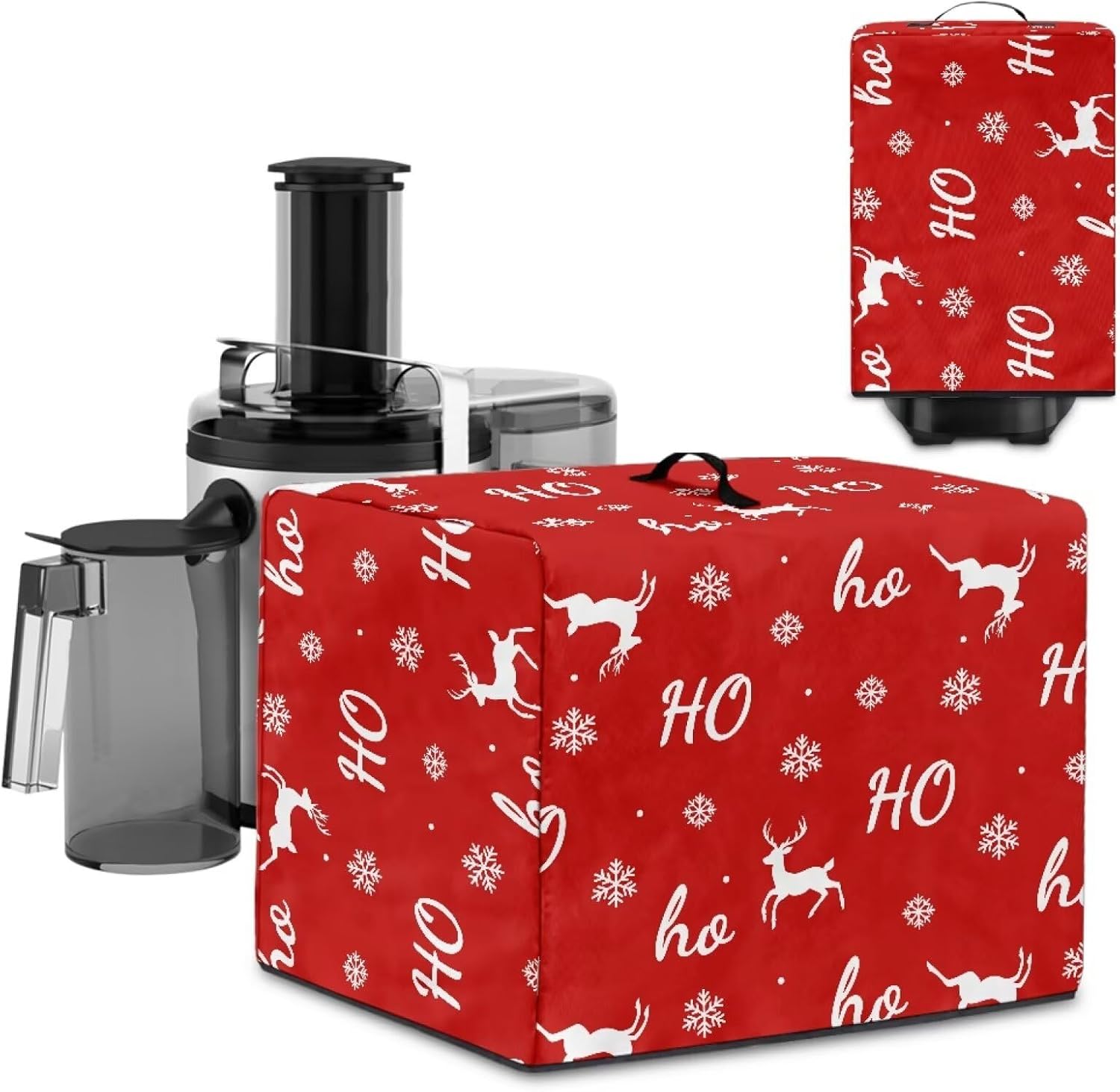 Christmas Elk Blender Cover with Floral Prints – Juicer Dust Cover for Kitchen, Fits Most Small Appliances, Easy to Store & Wash, Stylish Home Decor