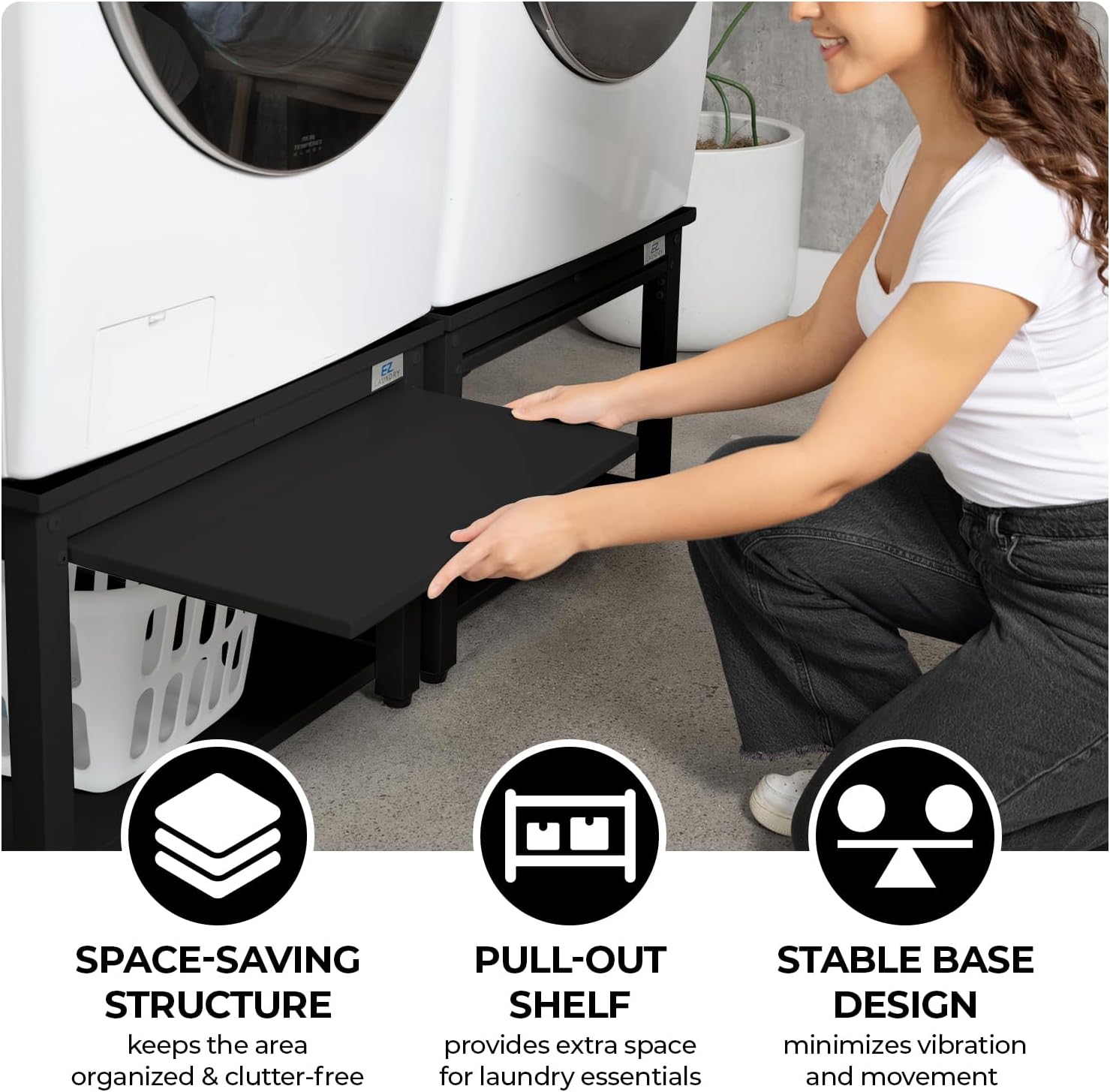 Washer and Dryer Pedestal with Pullout-Shelf - 29
