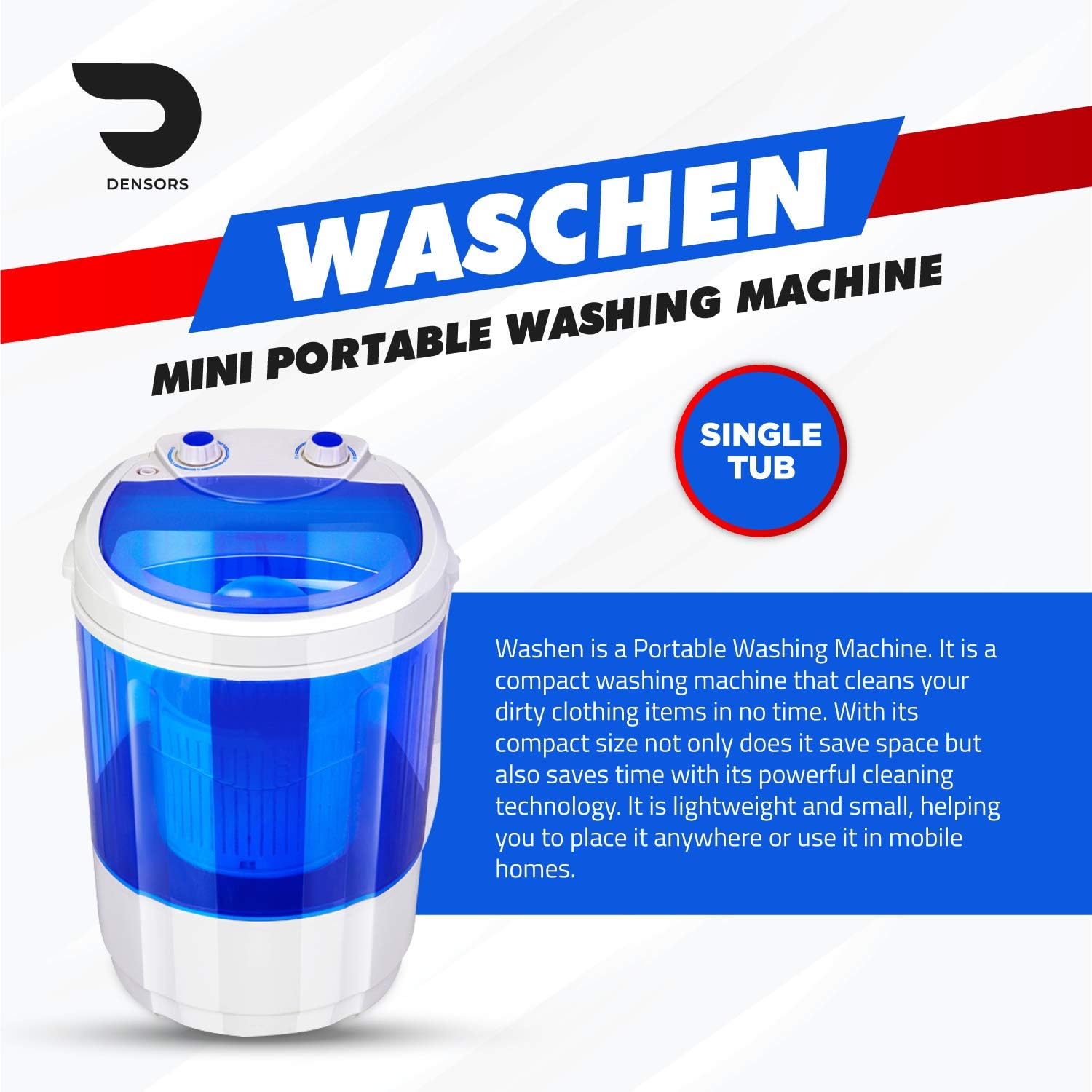Portable Single Tub Washer - The Laundry Alternative - Washing Capacity Less Than 1.2Kg - Portable Clothes Washer For Small Clothes Like Socks, Undergarments Etc - Travel Washing Machine
