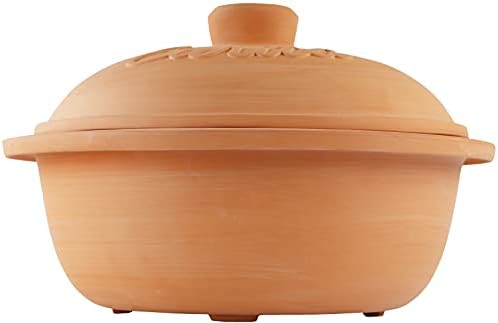 RestonLloyd Eurita 4 Quart Terracotta Clay Non Stick Dutch Oven – Natural, Lead Cadmium‑Free, Oven & Microwave Safe, Rustic Slow-Cooker Pot Roasting & Casseroles, Healthy cooking with recipe guide