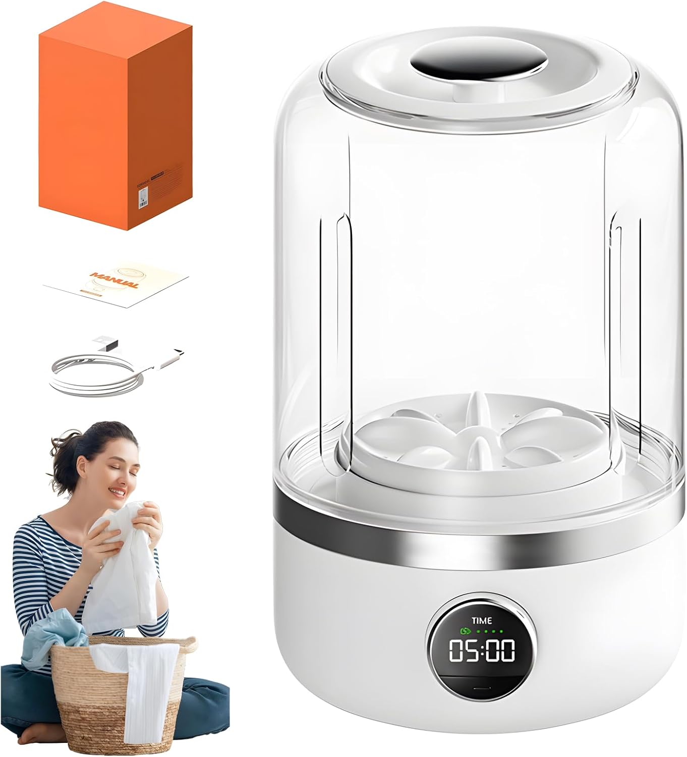 Underwear Washer, Portable Washing Machine for Underwear, Mini Washing Machine for Baby Clothes,Underwears,Socks,Mini Design for Apartment,Camping,Travel (Upgraded)