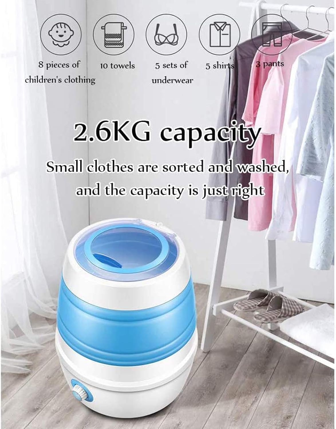 Portable Washing Machine - Compact Folding Laundry Tub with Spin Dryer for Travel & Home - Lightweight, Efficient Clothes Cleaner for Business Trips & Camping