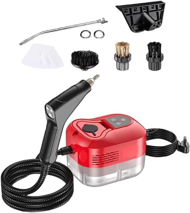 Saker Handheld Steam Cleaner, 2500W Multi-Surface Steamer with 6 Adjustable Steam Settings, Large 36oz Tank, and Attachments for Floors, Windows and More (Red-Dual Control (Upgraded Touch Control))