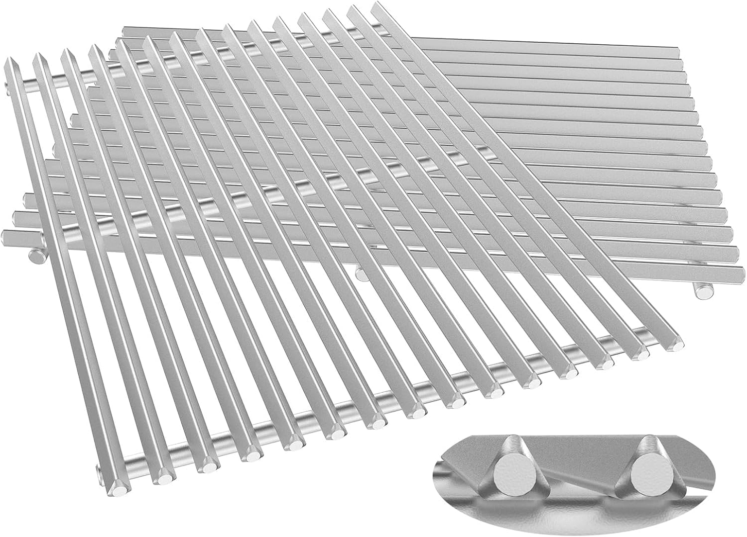 7637 9.5MM Triangle Rod Grates for Weber Spirit E210, E220, S210, S215, Spirit 200 & GS4 Spirit II E210, Spirit II E220 with Front Control, 17.5 ''SUS304 Stainless Steel Grill Parts for Weber 7637