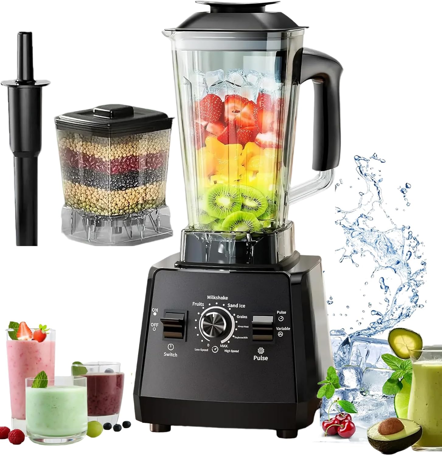 Professional Smoothie Blender,High Speed Countertop Smoothie Maker with 65oz BPA-Free Jar, 8 Stainless Steel Blades,Variable Speed–Smoothies, Protein Shakes, Ice Crushing, Frozen Drinks, Juices, Nuts