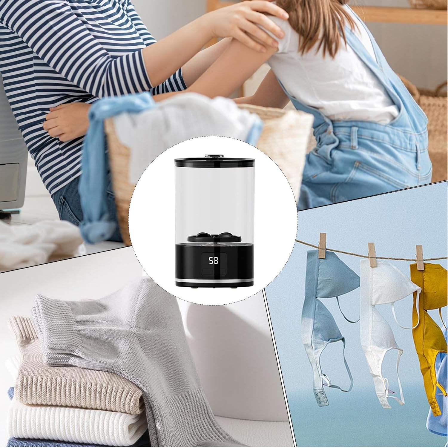 Mini Washing Machine - Portable Small Compact Washer | Travel Laundry Machine | Electric Laundry For Home, College, Dorm, Travel, Small Apartment, Outdoor, RV, Hiking, Camping, Backpacking