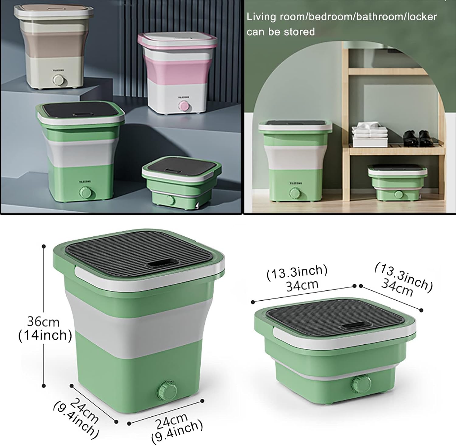 Mini Portable Washing Machine, Folding Washing Machine, Bucket Washer for Clothes Laundry, Underwear Washing Machine for Camping, Rv, Travel, Small Spaces (Color : Beige)