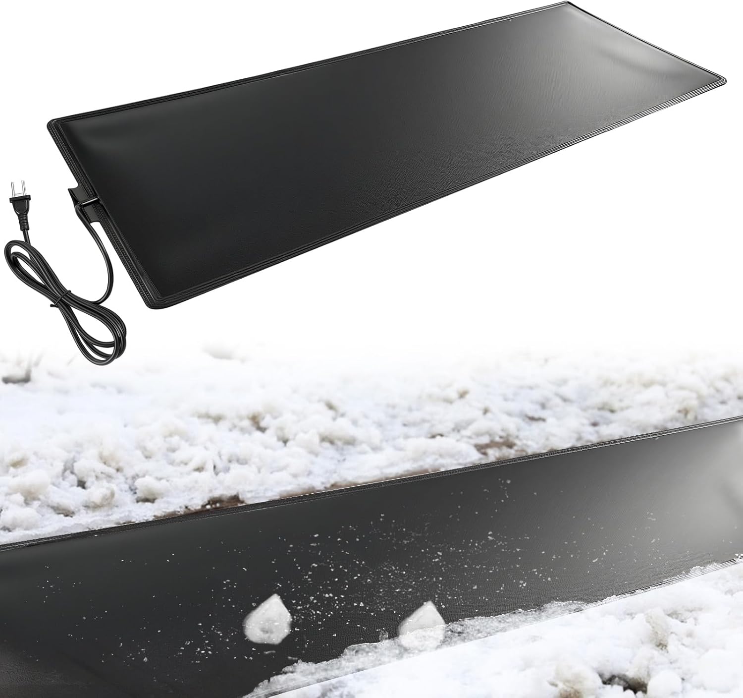 JOJOCY Heated Snow Melting Mat Outdoor, 110V TPU Anti-Slip Ice Melting Mat for Driveway, Walkway, Stairs & Roof 15Ft Cord (36×458cm(14