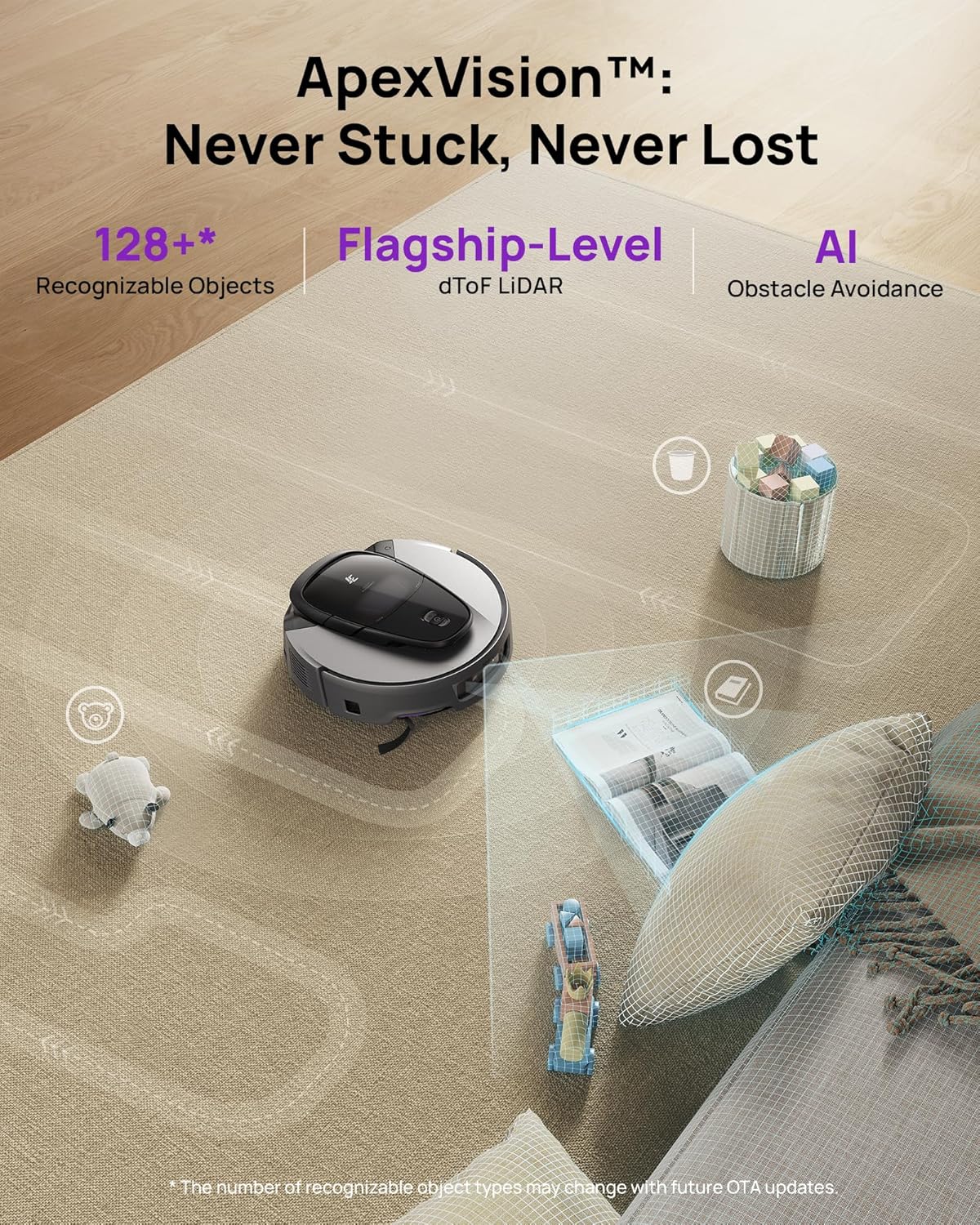 3i G10+ Robot Vacuum and Mop Combo, 18,000 Pa Suction, 60-Day Hands-Free Cleaning with Quiet Debris Compression, Smart LiDAR Navigation, Auto Extension Along Edges, Ideal for Hard Floors & Carpets
