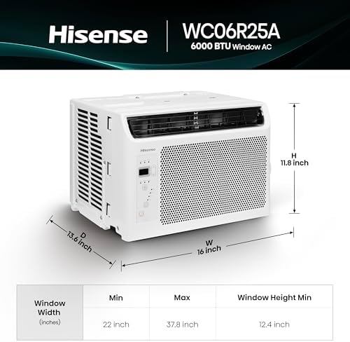 Hisense 6,000 BTU Window Air Conditioner, Easy Installation,Ultra Quiet, Easy-to-install Window Kit Included, 2 Years Warranty