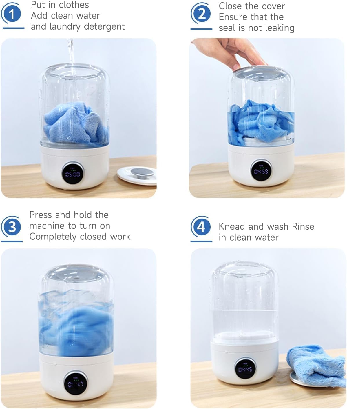 Underwear Washing Machine, Rechargeable Cordless Mini Portable Washer, Small Laundry Machine for Socks and Delicates, Ideal for Apartment, Travel, and Camping