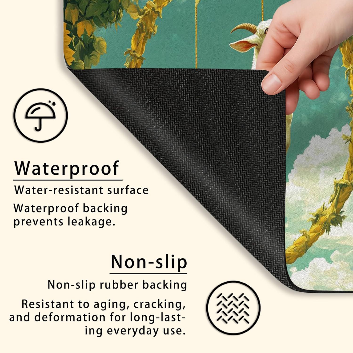 Sunflower Washer Dryer Top Protector Mat, Vintage Floral Laundry Machine Dust Covers, Rustic Rubber Anti-slip Waterproof Washer and Dryer Mats for Laundry Room 20x24 Inch