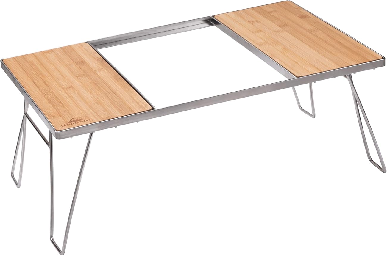 Campingmoon IGT Grill Table Stainless Steel w/Storage Bag w/o Removable Center Compartment CK-1