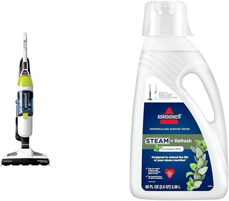 Bundle of Bissell PowerFresh Vac & Steam All-in-One Vacuum and Steam Mop, 2747A + Eucalyptus Mint Steam Water, 80 oz, 1392F