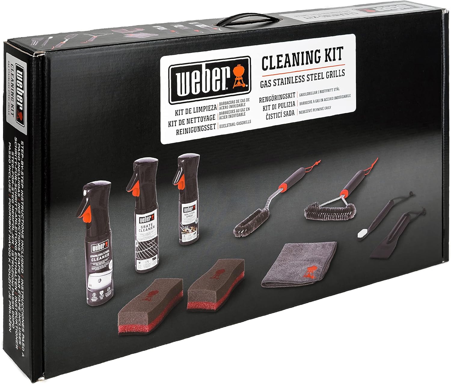 Weber Stainless Steel Barbecue Cleaning Kit | Stainless Steel BBQ Cleaner | Weber Barbecue Accessories | Designed for Stainless Steel BBQs (18283)