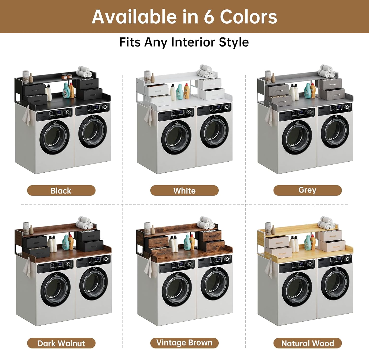 4 Drawers Washer Dryer Countertop with Shelf, 27.5