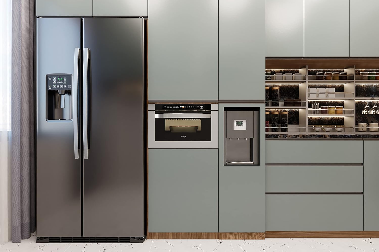 KoolMore 24 Inch Stainless-Steel Microwave Drawer with 1.2 cu. ft. Capacity, 1000W Power with 10 Custom Cooking Levels, Memory, and Timer Functions, Wall-Mounted with Flat Bottom (KM-MD-1SS)