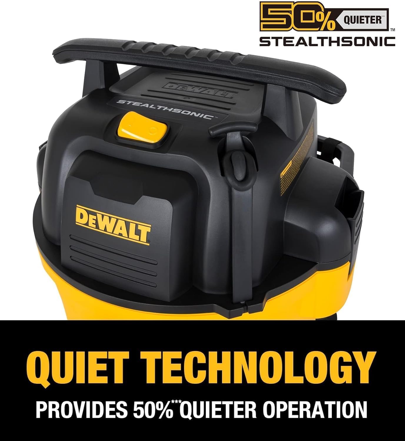 DEWALT 9 Gallon STEALTHSONIC Ultra Quiet Poly Shop Vacuum Wet/Dry, DXV09P-QTA Noise Reduction Vac for Shop, Heavy Duty Shop Vacuum for