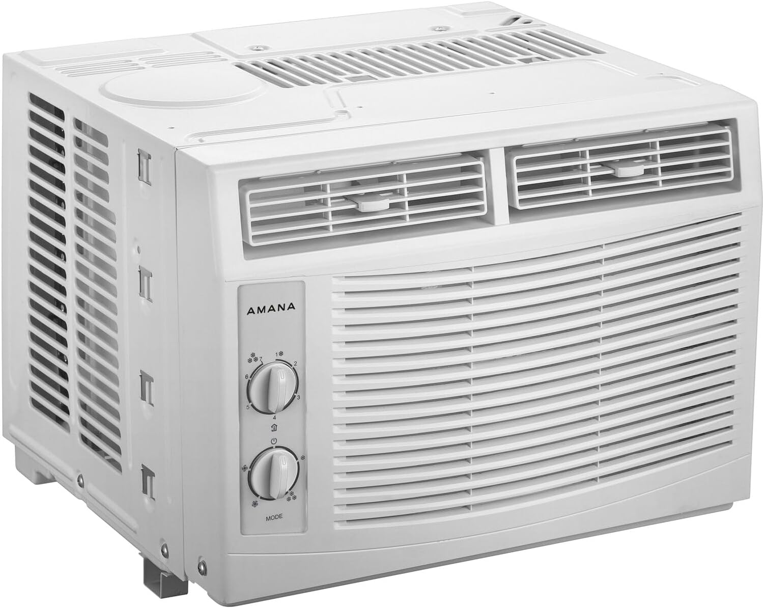 Amana 5,000 BTU Window Air Conditioner, 115V, Cools up to 150 Sq.Ft. for Bedroom, Living Room, Apartment, with Mechanical Controls, Dehumidifier, Washable Filter, 2 Fan Speeds, Auto-Restart, White