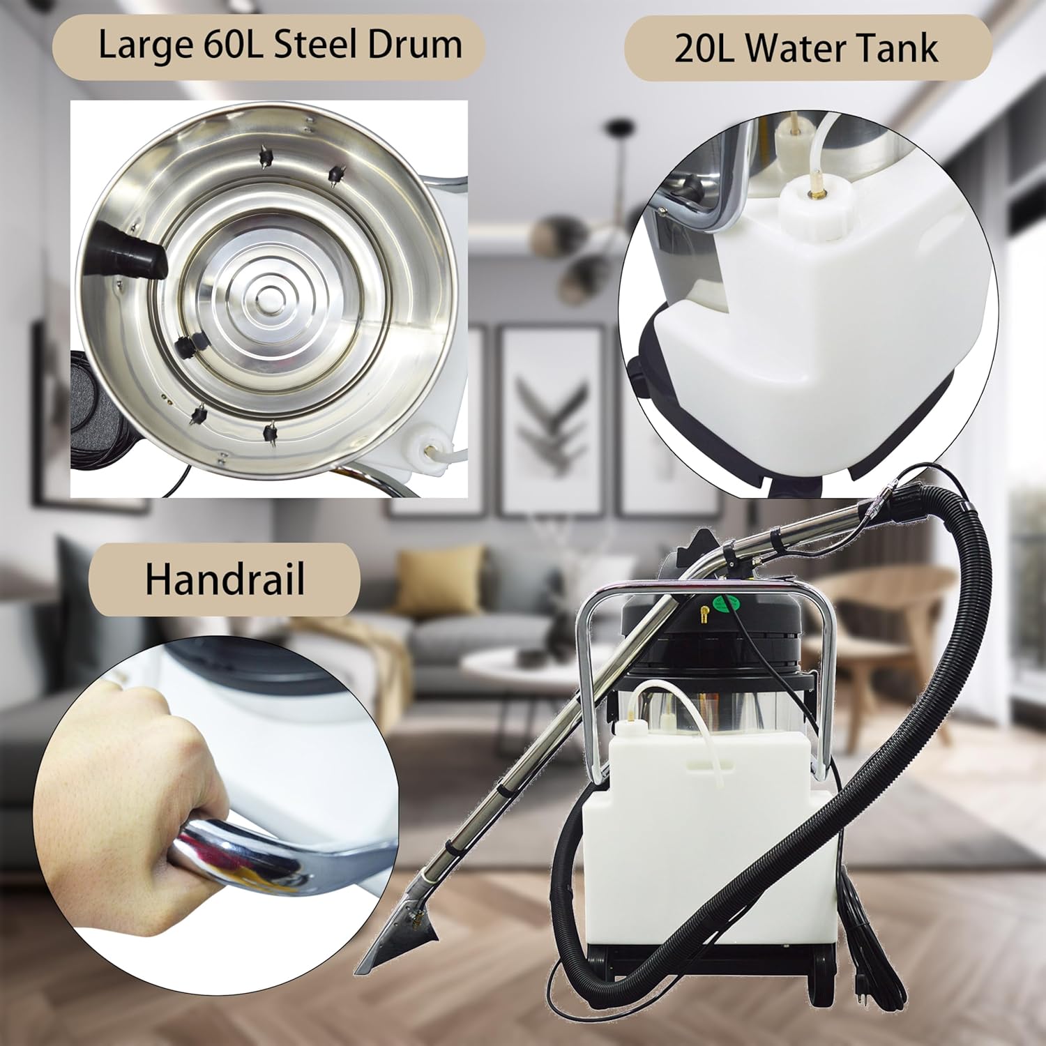 110V Carpet Extractor Machine 3 in 1 Wet Dry Vacuum Cleaner 60L Portable Carpet Cleaning Machine for Home Commercial Use Carpet Cleaner 2000W