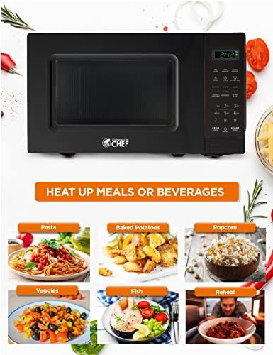 Commercial CHEF Small Microwave 0.7 Cu. Ft. Countertop with Digital Display, Black & Elite Gourmet ETO236 Personal 2 Slice Toaster Oven 15 Minute Timer