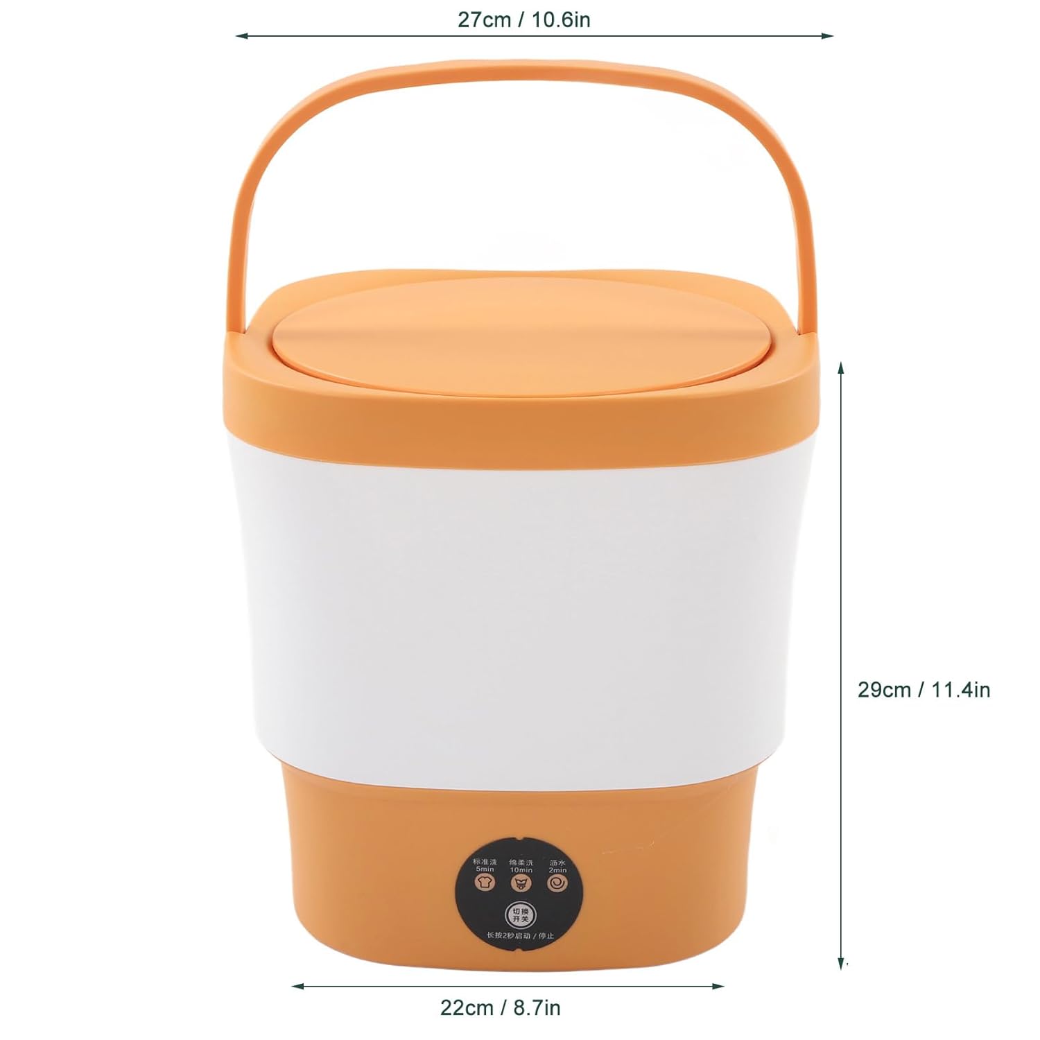 Portable Washing Machine, 9L Large Capacity High Speed Motor Washer, Built in Water Stripper Reduce Noise Washer Mini Washing Machine, for Underwear[Orange]