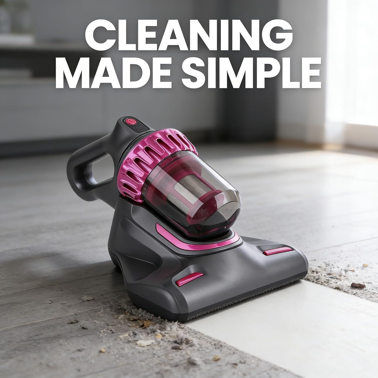 Mattress Vacuum Cleaner Cordless Handheld 10Kpa Gray, 3 in 1 Multifunctional - Vibration, Powerful Suction, Ideal for Bed Sofa and Pillow Cleaning