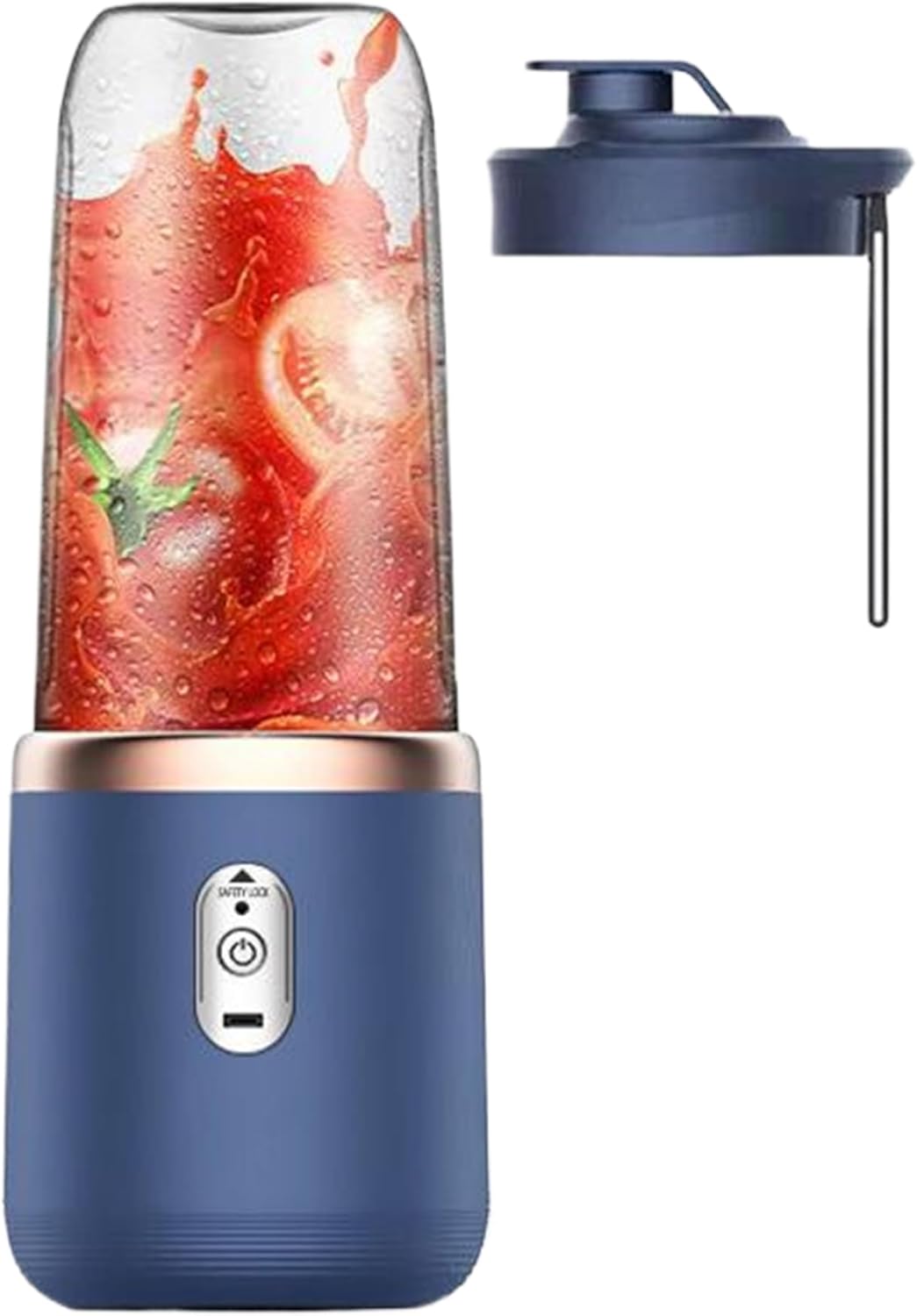 Portable Blender 400ml Personal Juicer with 6 Blades On the Go Blender with Lid USB Rechargeable Mini Cup for Sports Travel and Outdoors Portable