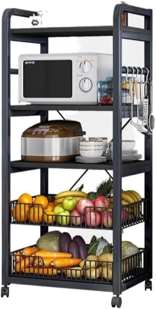 Microwave Stand Microwave Stand Kitchen Baker Rack Utility Storage Shelf Microwave Stand Industrial Microwave Oven Stand For Spices Printer Stand (Siyah 5)