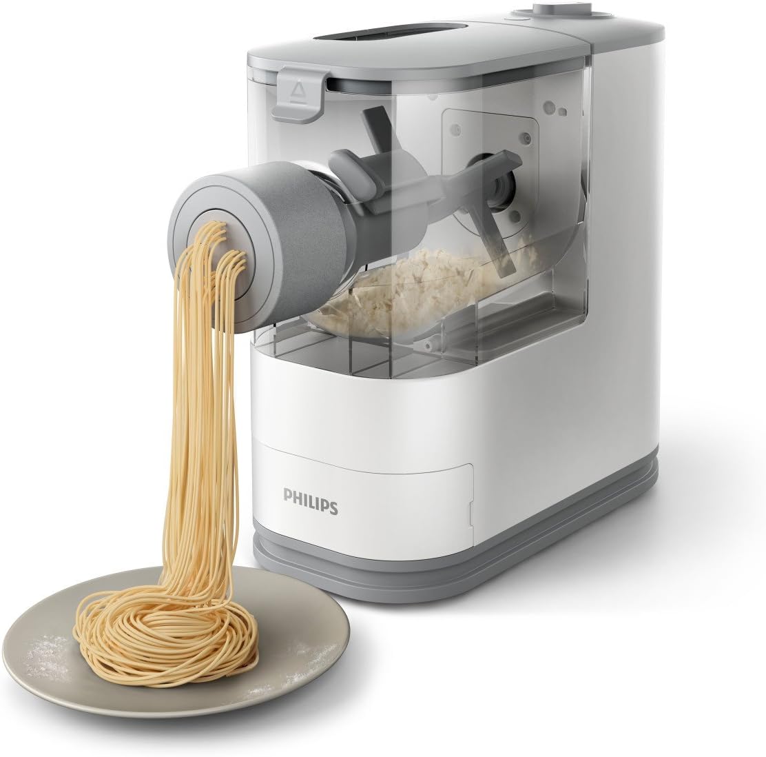 Philips Kitchen Appliances Compact Pasta and Noodle Maker, Viva Collection, Comes with 3 Default Classic Pasta Shaping Discs, Fully Automatic, Recipe Book, Small, White (HR2370/05)